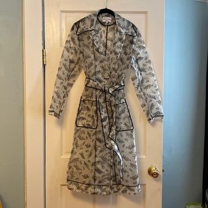 HVN Jen Leopard-Print Trench Raincoat M EEUC